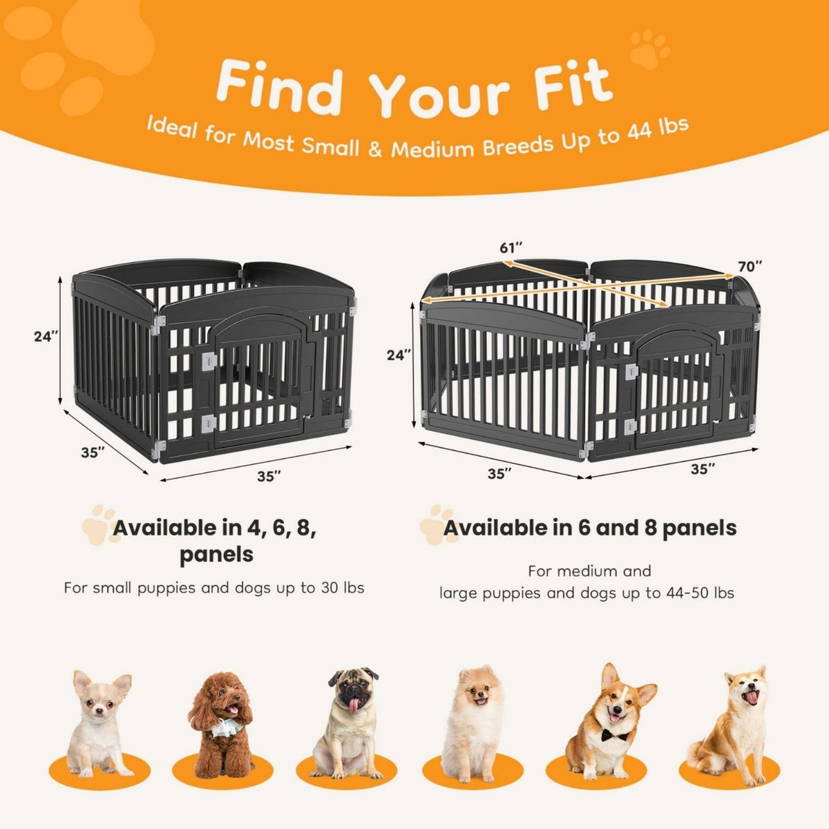 Dog Playpen Indoor-Outdoor Folding Portable Fence