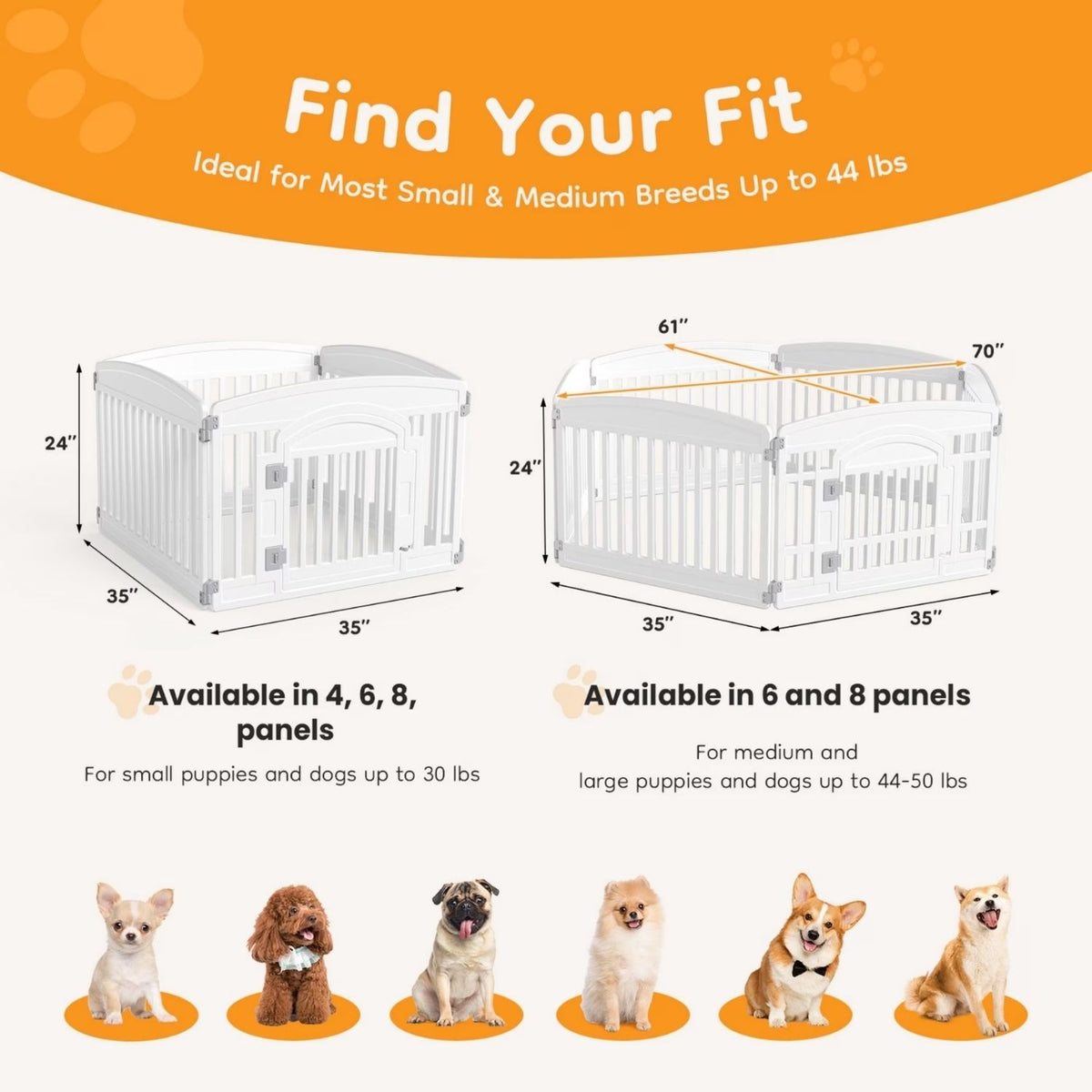 Dog Playpen Indoor-Outdoor Folding Portable Fence